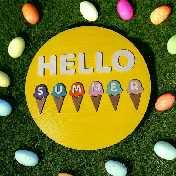 Summer Door Hanger | Hello Summer Door Hanger | Door Wreath | Summer Home Decor - Picture 3 of 4